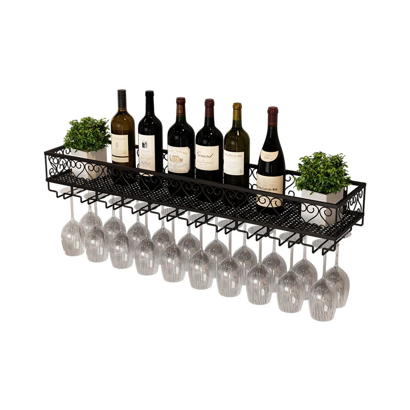 Wall hanging wine rack Tall glass rack upside down wine glass cabinet living room against the wall