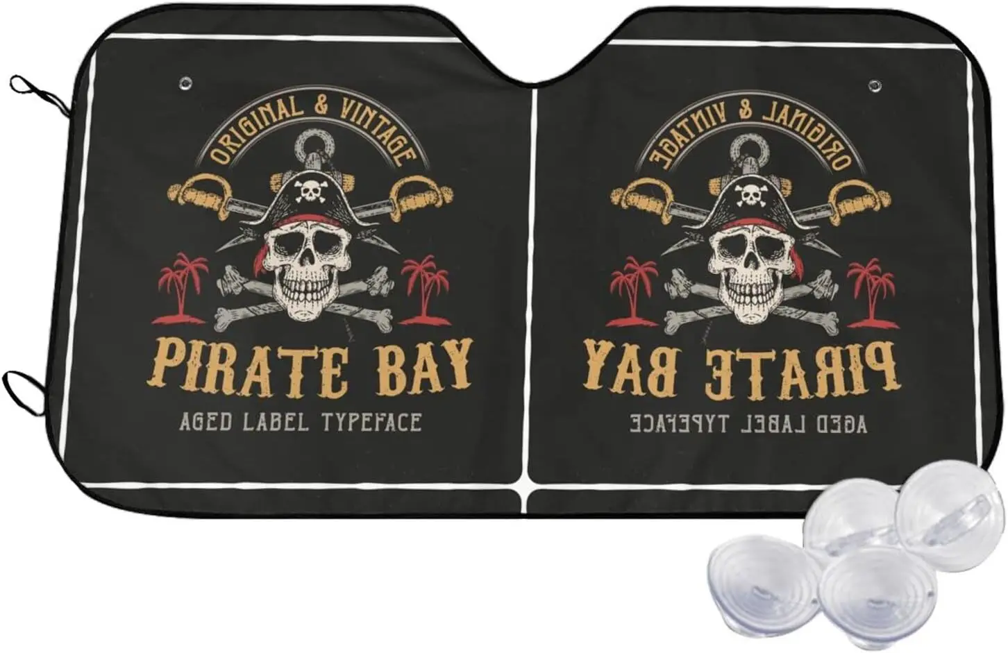 

Солнцезащитный козырек с изображением пиратского черепа, солнцезащитный козырек для переднего стекла для большинства внедорожников-седанов, блокирует максимальные УФ-лучи и сохраняет ваше транспортное средство крутым