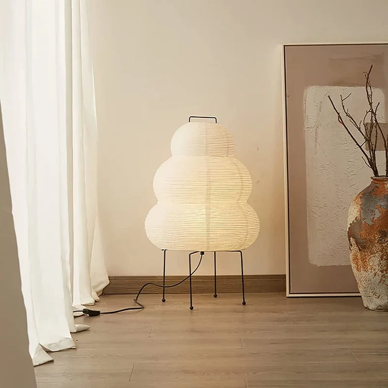 Japanese Design Akari Noguchi Yong Table Lamp White Rice Paper Decorative Desk Lights for Bedroom Living/Dining Room Study Loft 3