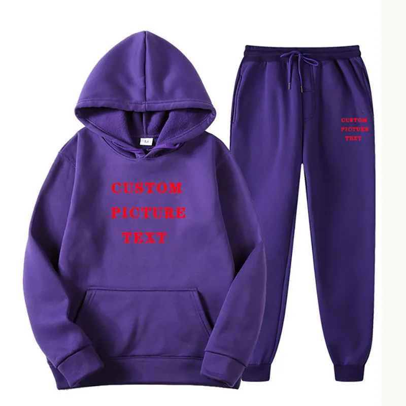 Make Your Design Logo Text Custom Hoodies Sets Women Printed Original High Quality Gifts Sweatshirts and Sweatpants |