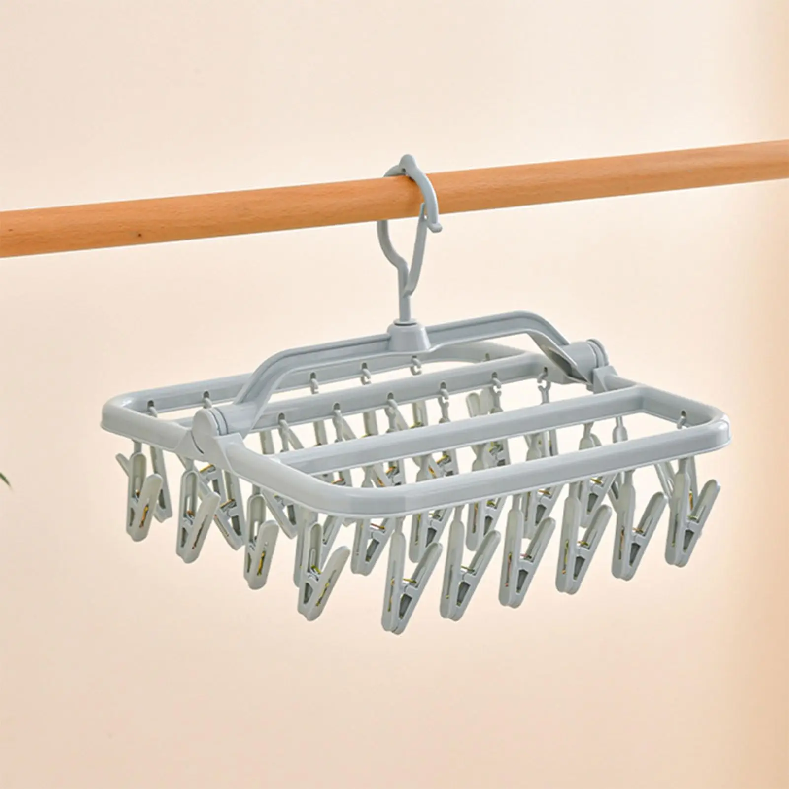 Foldable Drip Hanger with 32 Clips - Plastic Hanging Drying Rack for Clothes Underwear Socks 3