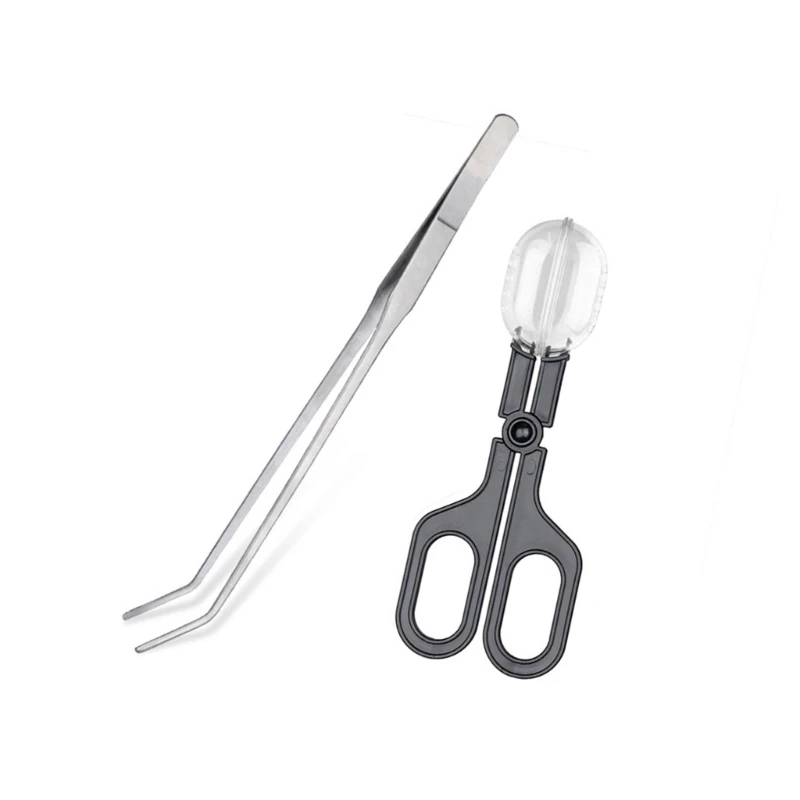 E15D Reptiles Feeders Clamp Reptiles Feeding Tongs Clear Catcher With Catching Tool