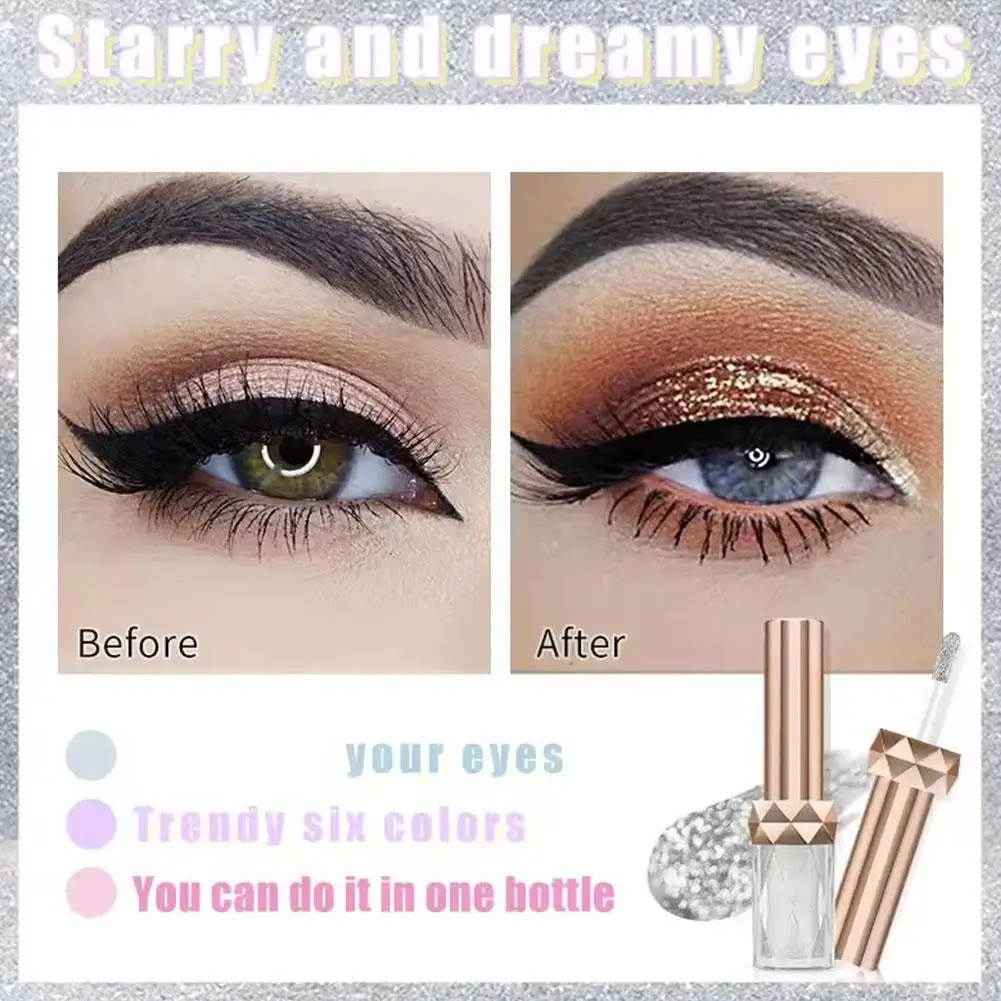 

Liquid Eyeshadow,Shiny Diamond Pearl Eye Shadow,Long Waterproof,Multi-Reflective Makeup Lasting Finishes Glitter L2W9