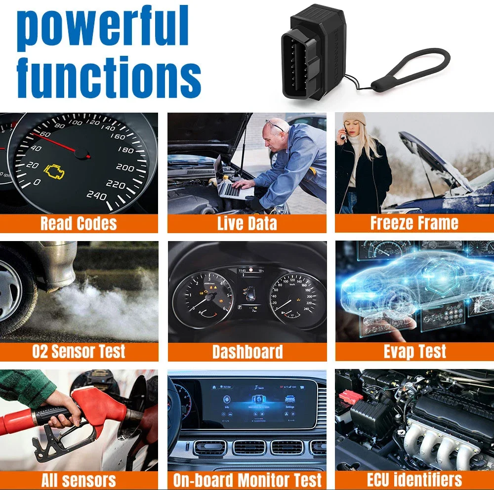 KONNWEI KW905 ELM327 OBD2 Car Scanner Bluetooth 5.0 Engine Fault Scanner Tool OBDII Code Reader Diagnostic Tool for Android/IOS 6
