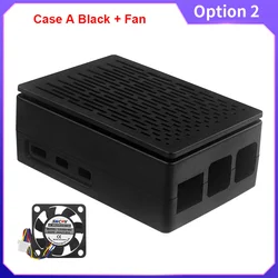 Elegant Black and Silver Raspberry Pi Protective Case with Optional PWM Cooling Fan (Option 2)