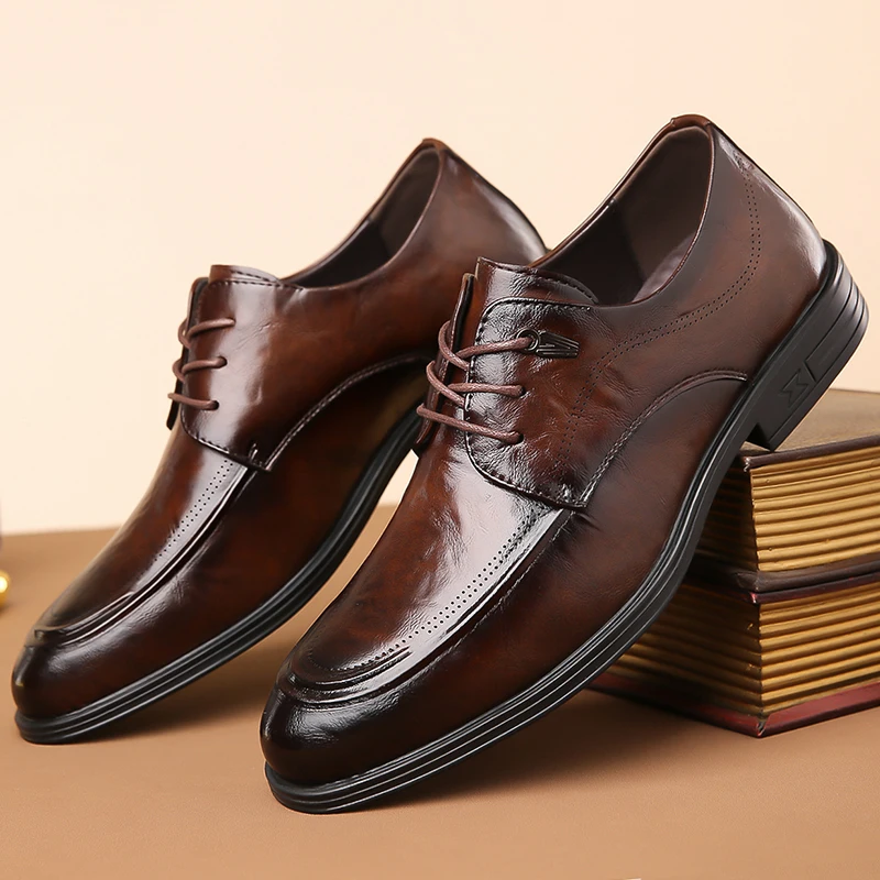 

Mens Wingtip Oxfords dress Shoes lace up Leather Brogue Men's business Shoes Classic Business Formal Shoes Men Zapatillas Hombre