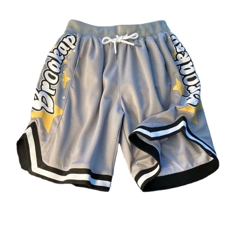 American Basketball Sports Shorts Men's Summer Thin Fashion Brand Breathable Capris Loose Relaxed Beach Pants