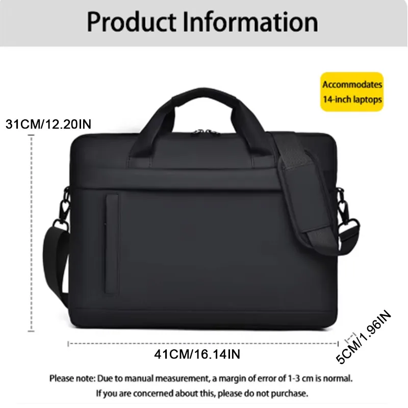 Men's Briefcase, Minimalist Business Shoulder Bag, Men's Messenger Bag, Large Capacity Office Tote, 14-inch Laptop Bag - 2