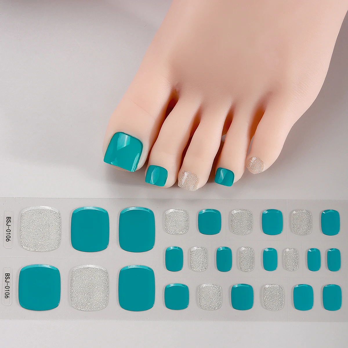 Nail Stickers 26Tips French Toe Gel Nail Stickers Wraps Solid Color Self-Adhesive