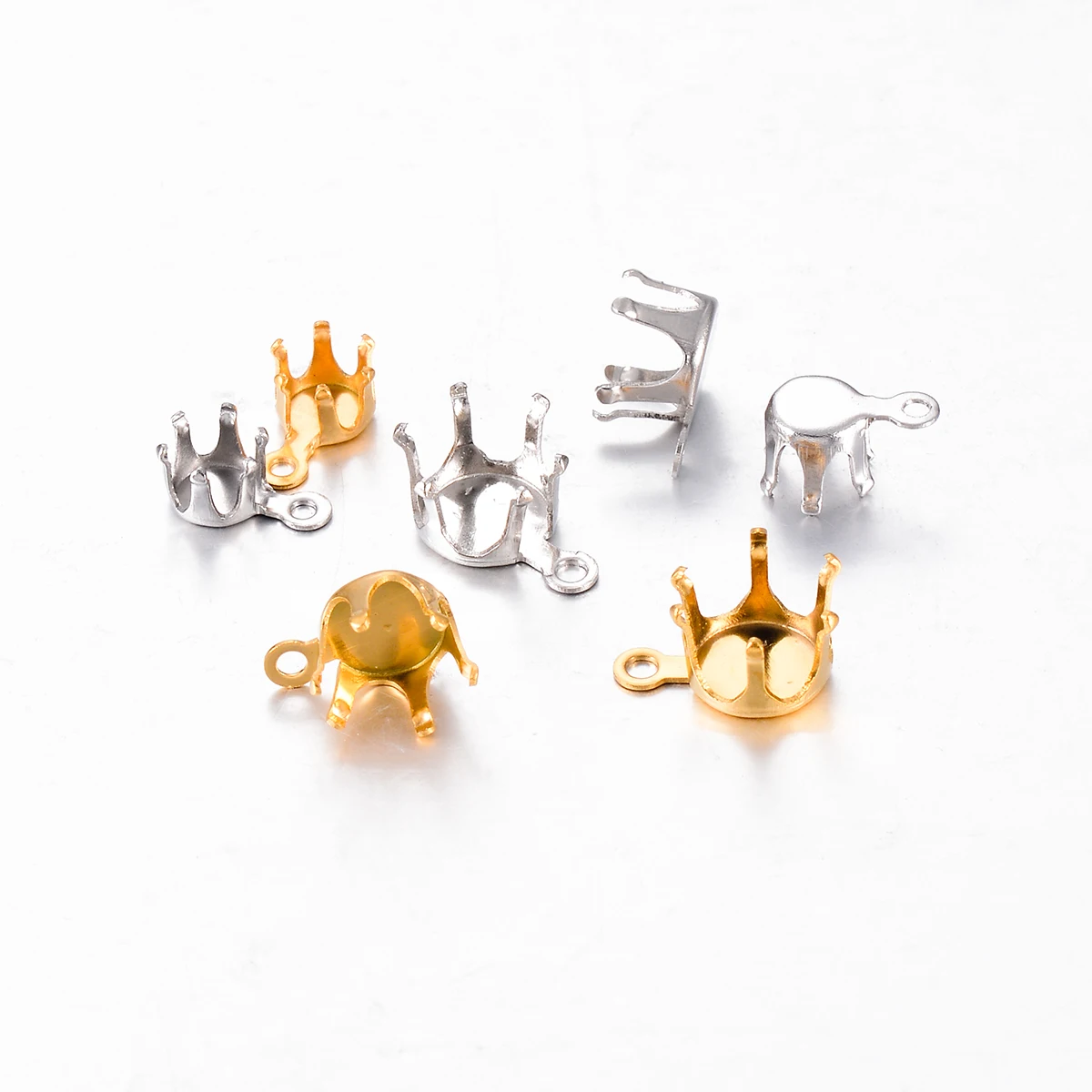 30 Pz/lotto Artiglio In Acciaio Inox Base Impostazione Catenacci Pendenti E Ciondoli 5/6/7/8mm Per Strumenti Di Creazione Di Gioielli Perline Di Strass Ciondolo FAI DA TE - Foto 6