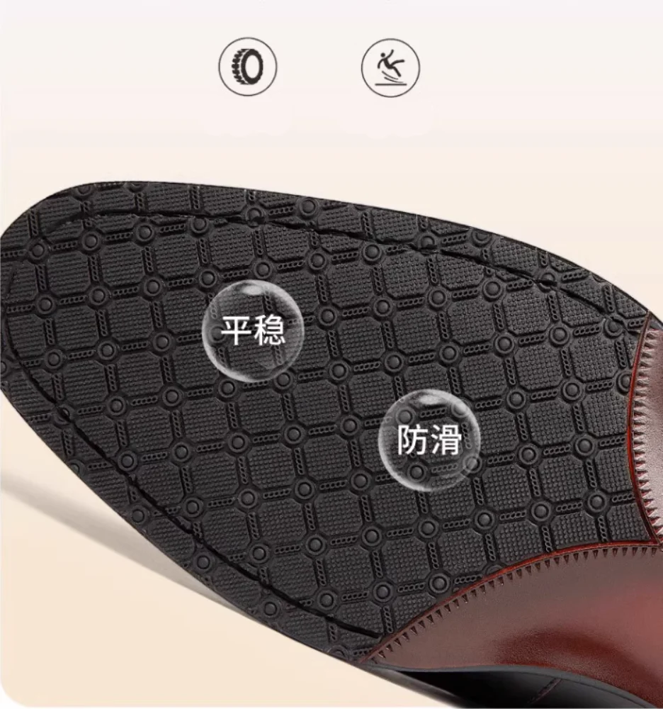 High-End hand polierte schwarze und graue Slipper Stil Leder Business Casual Lederschuhe Frühling und Sommer Stil – Detail 4