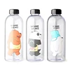 Water Bottles Cute Panda Bear Cup 1000ml With Straw Transparent Cartoon Water Bottle Drinkware Frosted Leak-proof Protein Shaker 2