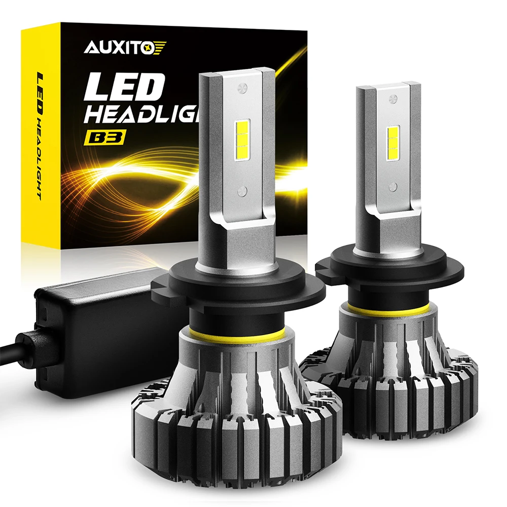 Auxito 2Pcs H7 Led Lights No Fan Csp Chip Fanless H4 H9 Hb3 9005 9012 Hir2 Led Lampadina Faro Per Auto 12V Fendinebbia H11 H8 Hb4
