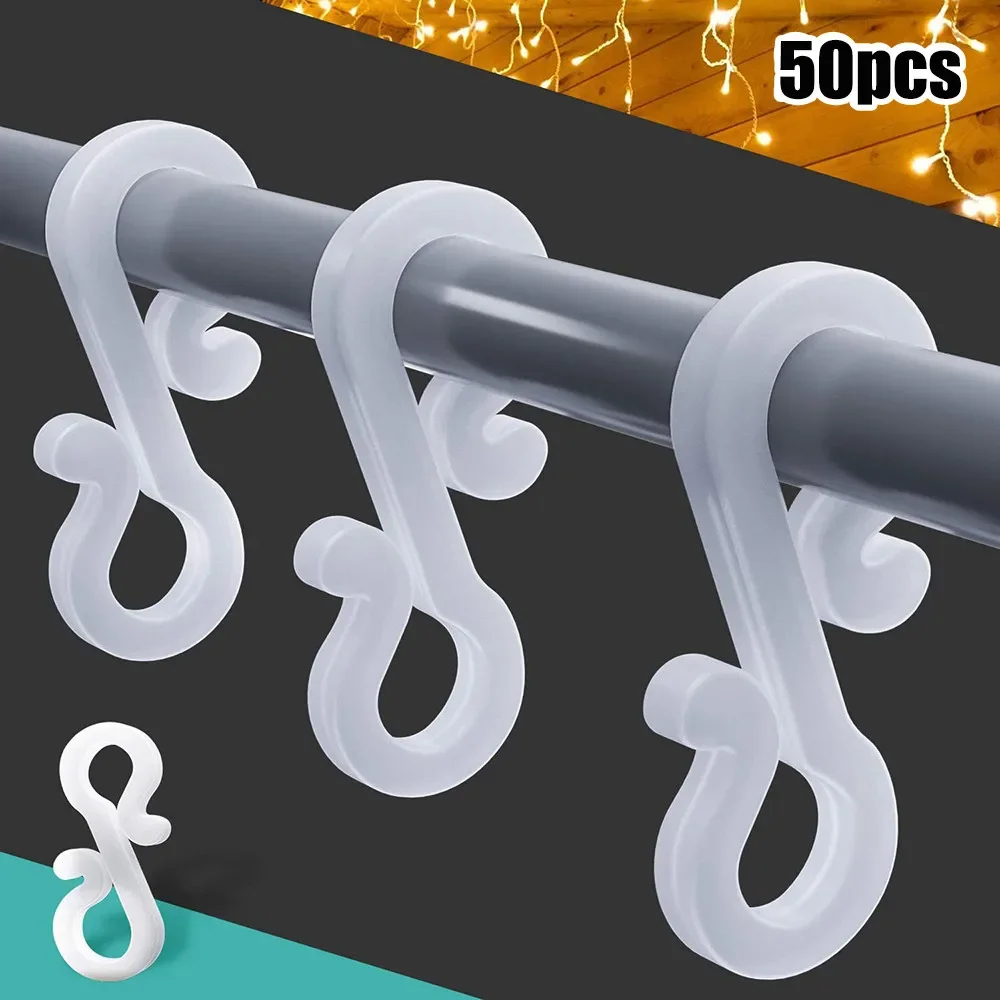 Plastic Gutter Hooks Clips 50 pcs For Outdoor Christmas Icicle Fairy Lights Clips Outside Wedding Securing Lights Hook Decor