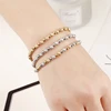 Metal Stainless Steel Waterproof Jewelry Women's High Quality 18K Gold Charm Sand Ball Shiny Beads Mixed Color Elastic Bracelets 4
