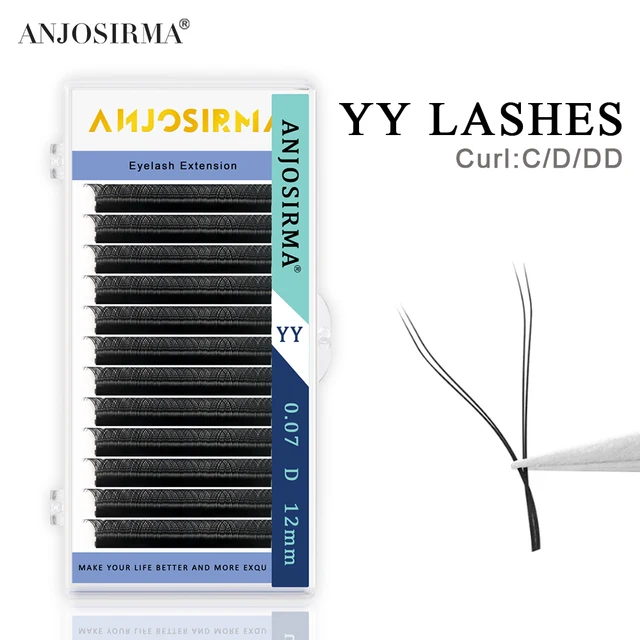 ANJOSIRMA YY Shape Eyelash Extensions Premium Mink Natural soft 3 Forks Y False Eyelashes Premade Volume Fans Individual lashes