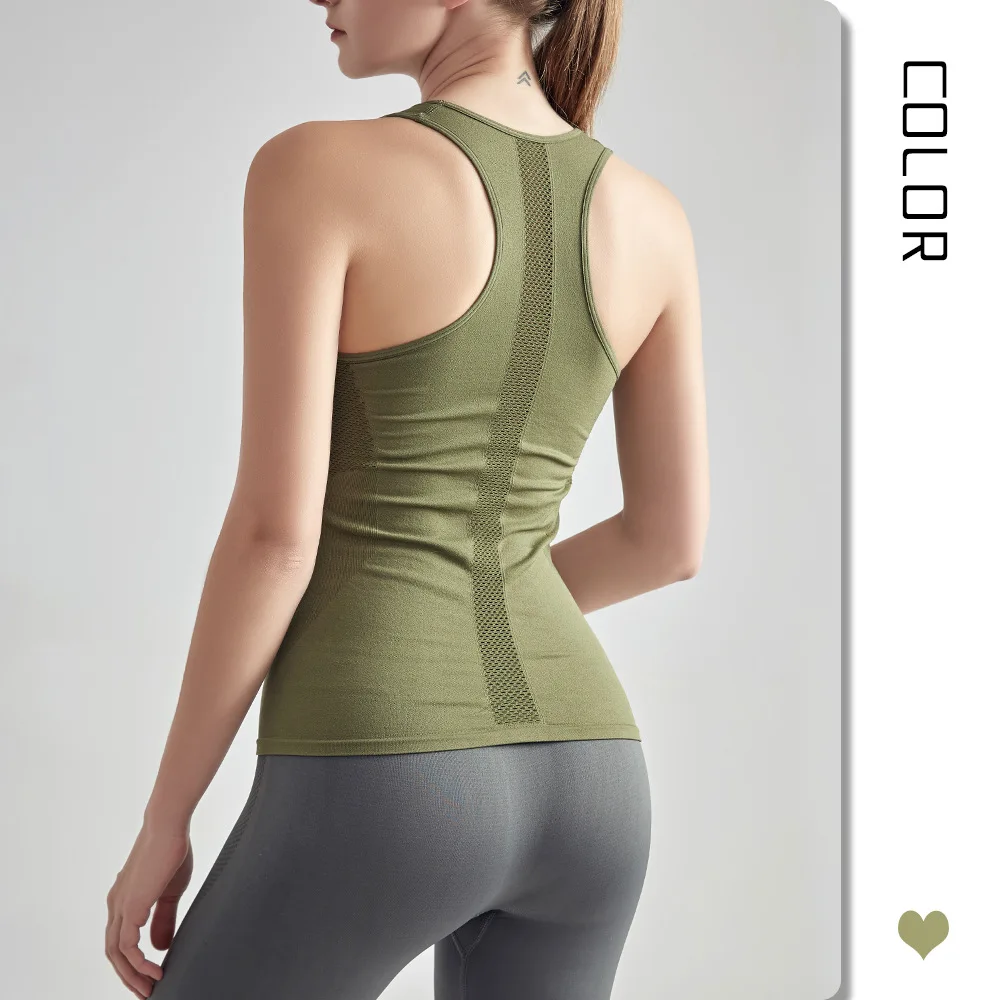 

Women yoga sport vest Professional sleeveless Quick Drying Fitness Running Tank Top Gym Yoga shirt fitness Vest Green