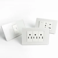 T&I Tempered Glass DIY Modular Wall Plate 2x4 inch, NEMA 5-15R Duplex Outlet, Combination with US/EU/Italy/Chile Socket Modules 5