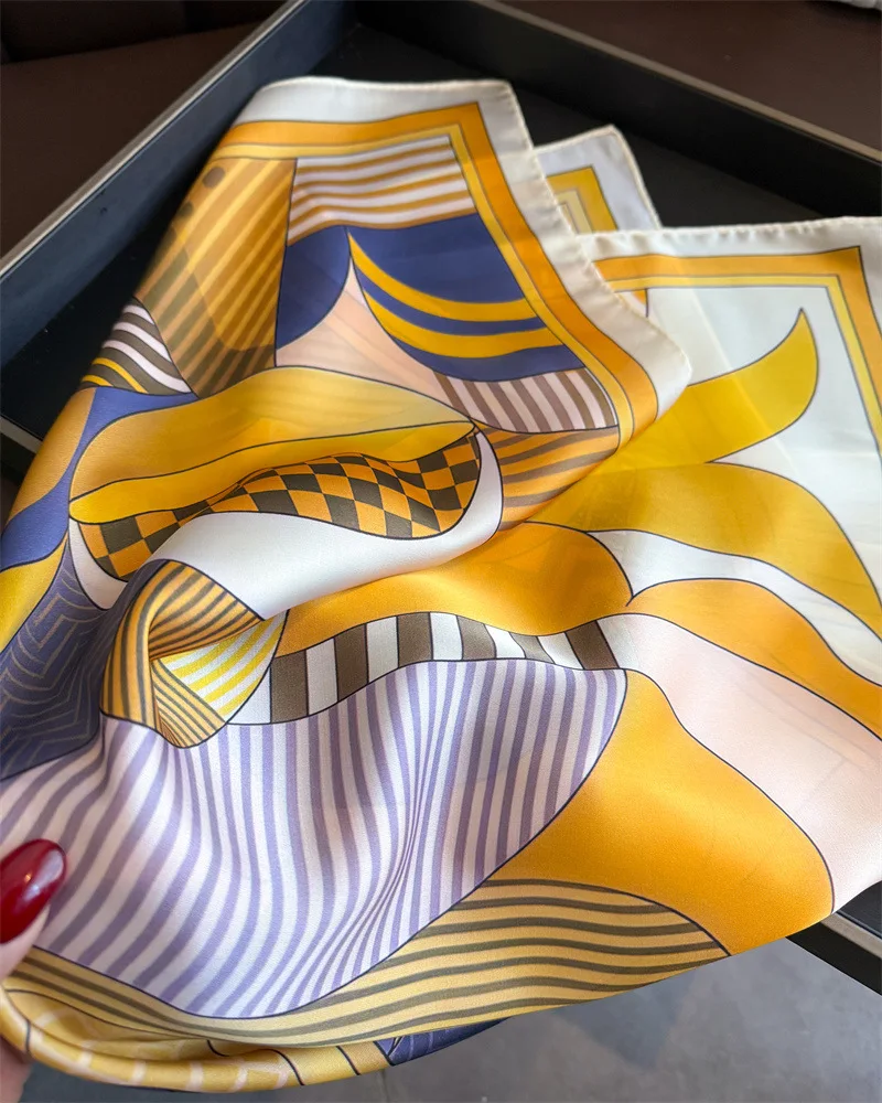 2026 neue Geometrie Druck Seide Quadrat Schals Frauen Schmücken Krawatten 70*70 cm Kopftuch Dame Sommer Hijab Weibliche halstuch Wraps – Detail 11