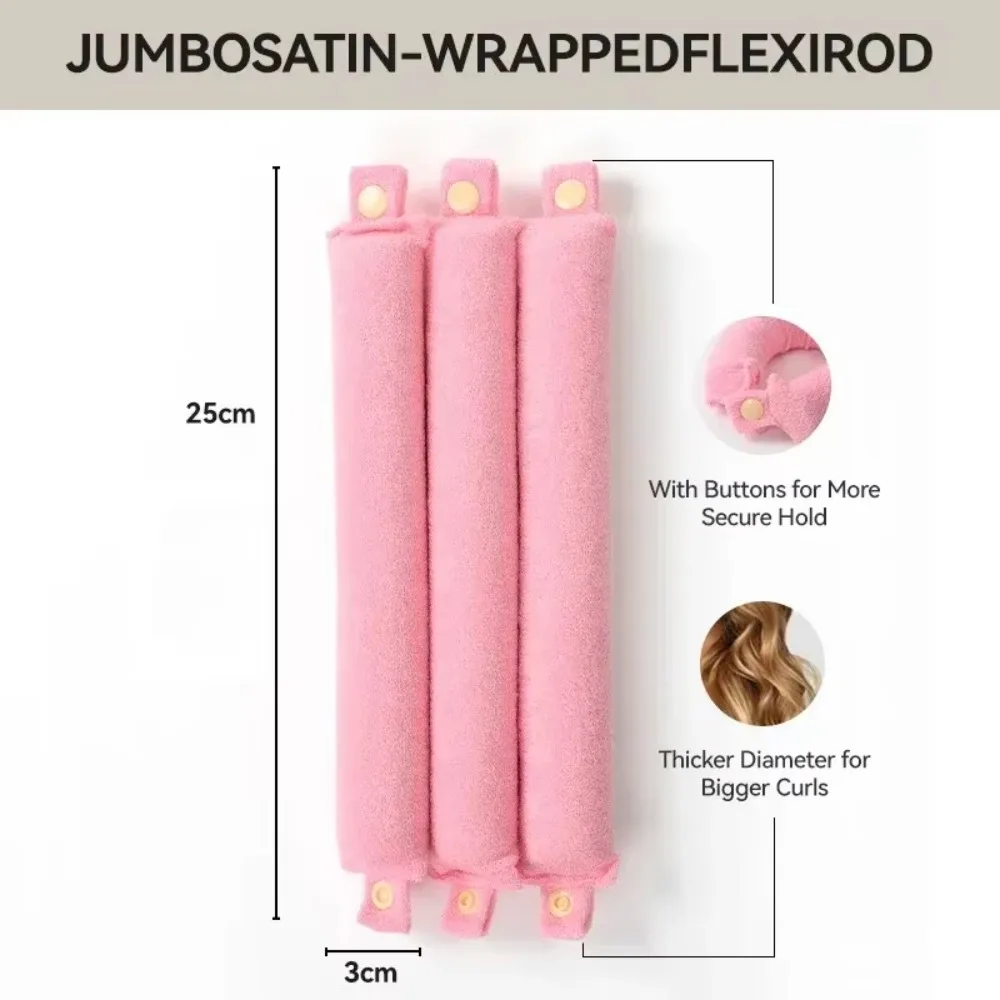 Heatless Hair Curling Rods Headband No Heat Curlers Hair Rollers with Hook Sleeping Lazy Curls Soft Flexi Rods Styling Tool