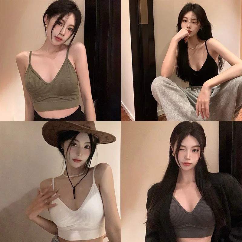 

Women's Thread Sling Sexy Wrap Chest Seamless Latex Fixed Cup Wrap Chest Vest