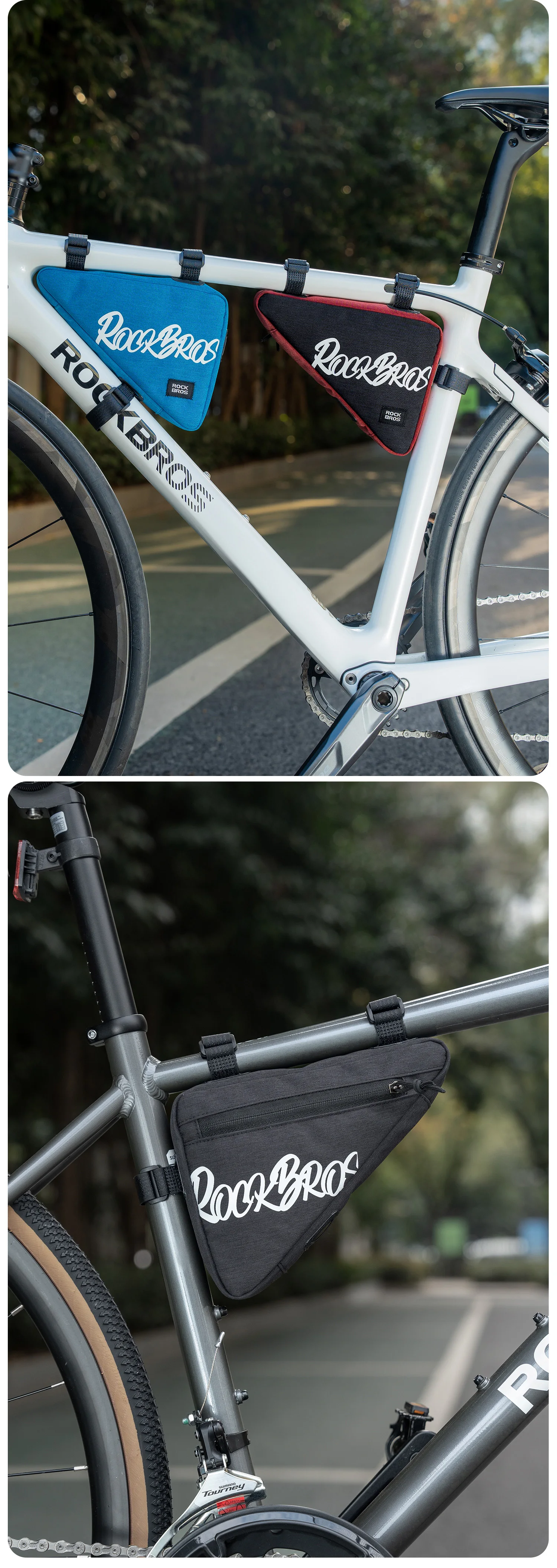 ROCKBROS Fahrrad-Dreieck-Oberrohrtasche, wasserdichter Rahmen, Aufbewahrungspaket für Radfahren Essentials, kompakte Rahmenpackung – Detail 11