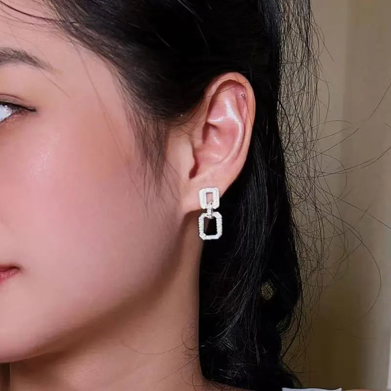 DEZO 여성용 모이사나이트 귀걸이, 솔리드 드롭 귀걸이, VVS D 컬러, GRA 인증, 파인 주얼리