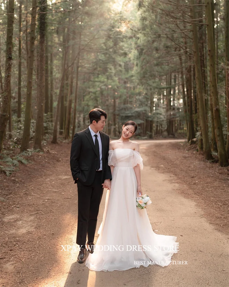 Wedding Dresses Bridal Gowns Customised Off the Shoulder Sleeves Corset Back Silk Organza Korea