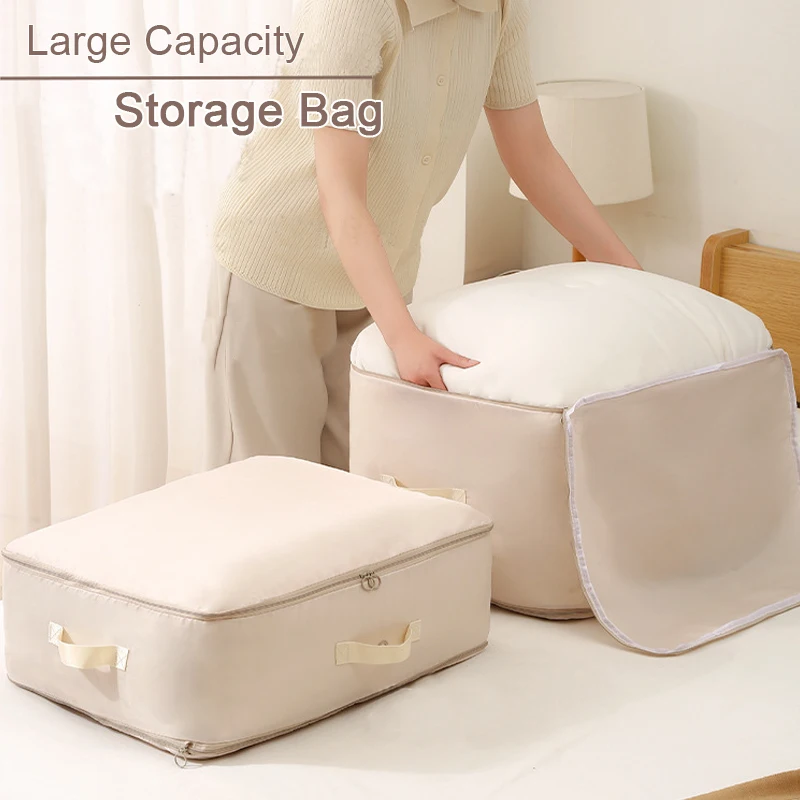 

Large Capacity Quilt Storage Bag Bedroom Cloth Compression Bag Duvet Storage Bag Wardrobe Organizer Save Space Compressible Bag