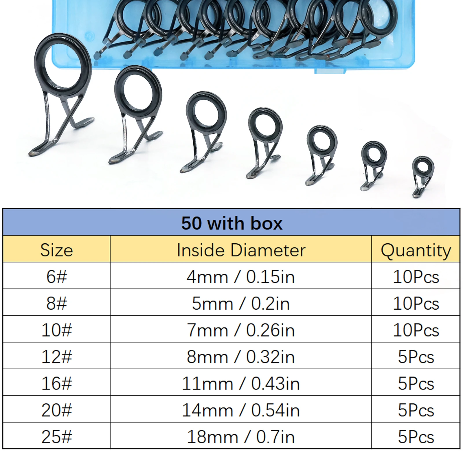 Kit Guias Pesca DWLIFE 50-120 Peças - Aço Inoxidável E Cerâmica - Vários Tamanhos