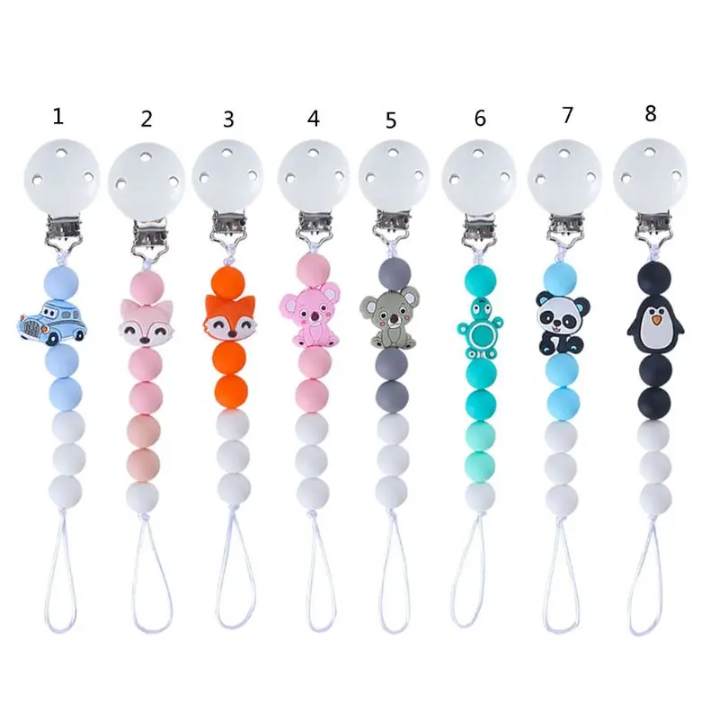 

Baby Pacifier Chain Silicone Clip Geometric Bead Silicone Teether Baby Pacifier