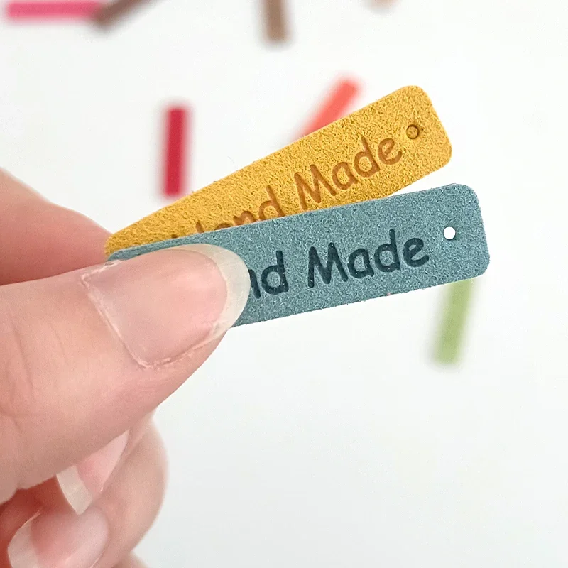 Leather Labels Clothing Labels Leather Tags Garment Labels Sewing Labels 25/50Pcs Small Handmade Leather Clothing Labels for Gift Hat Sewing Hand Made Skin DIY Decorative Tags