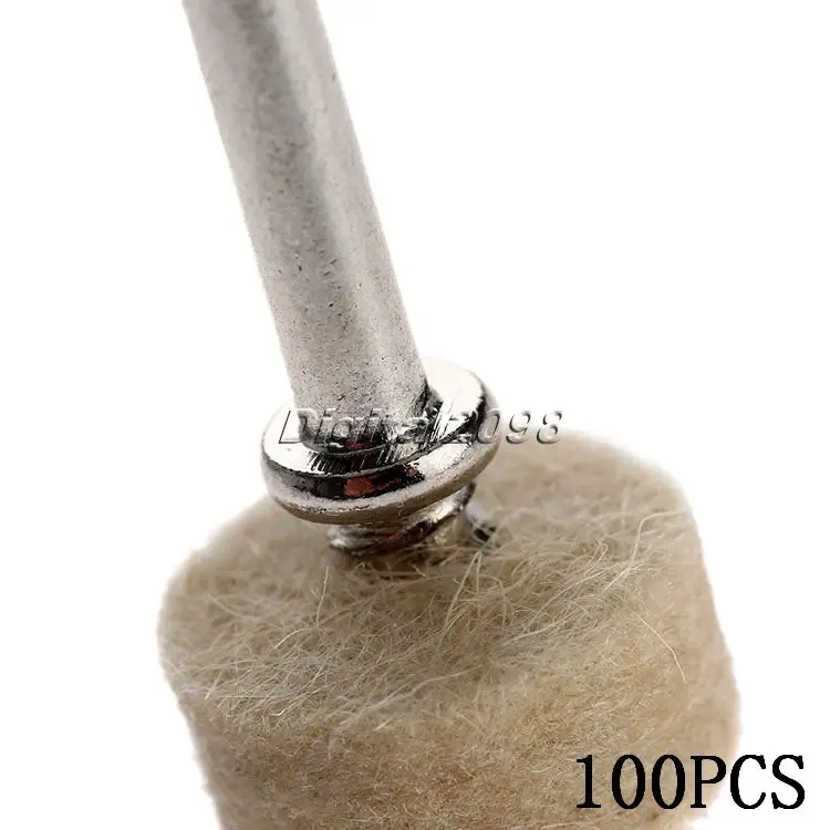 Yetaha 100 pcs 13 mm Felt Wool Polishing Buffing Round Wheels Grinding Pad with 4 pcs Dia 3.2 mm Shanks for DREMEL Rotary Tools