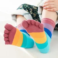 3 Pairs 2-10y Kids Toe Socks Boys Girls Five Finger Socks High Quality Cotton Colorful Striped Sports Children Socks Cute 2