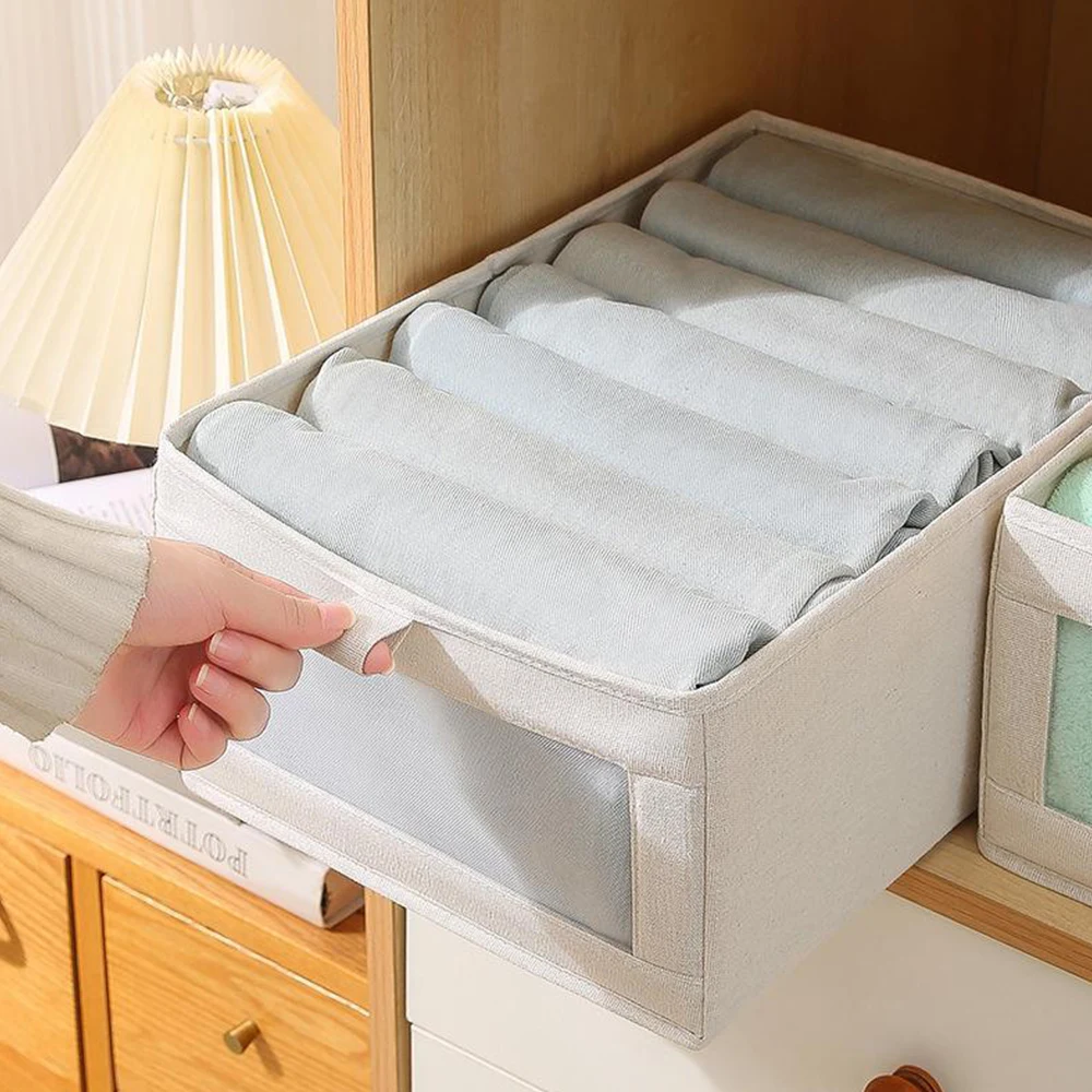 

Visible Wardrobe Storage Box Organizer Cabinet Drawer Clothes Box For T-Shirts Jeans Foldable Underwear Classification Container