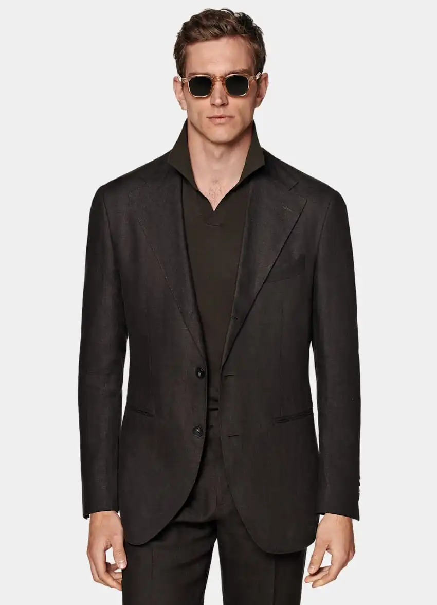 Czarna letnia pościel elegancka garnitury męskie główna ulica Slim Fit blezers Hombre Casual wysokiej jakości niestandardowy zestaw 2 częściowy