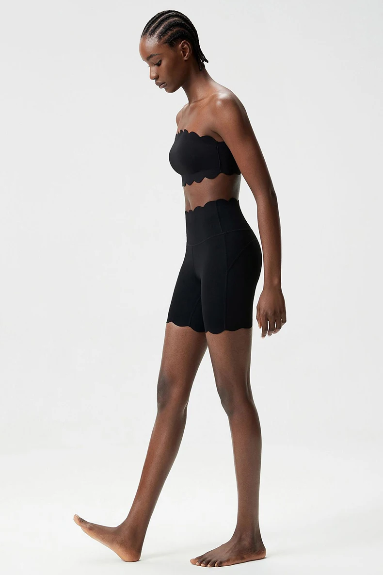 Zweiteiliges Fitness-Yoga-Set für Damen, Sommer, atmungsaktiv, Outdoor-Laufanzug, schmale Passform, dehnbar, kurze Sportbekleidung, Trainingskleidung – Detail 13