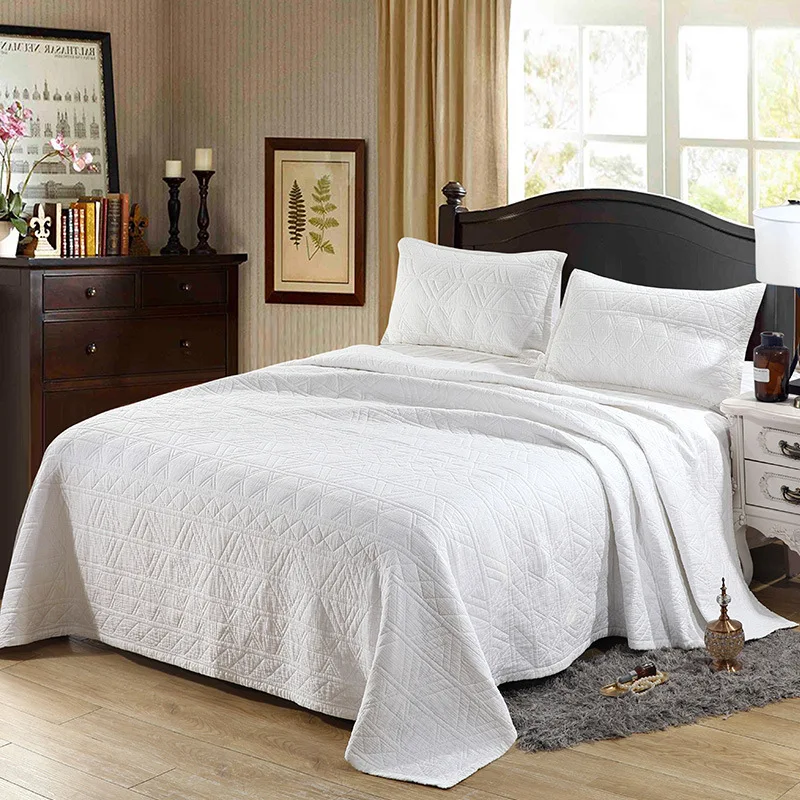 Boho White Striped Geometric Bedding Bedspreads Reversible 100cotton