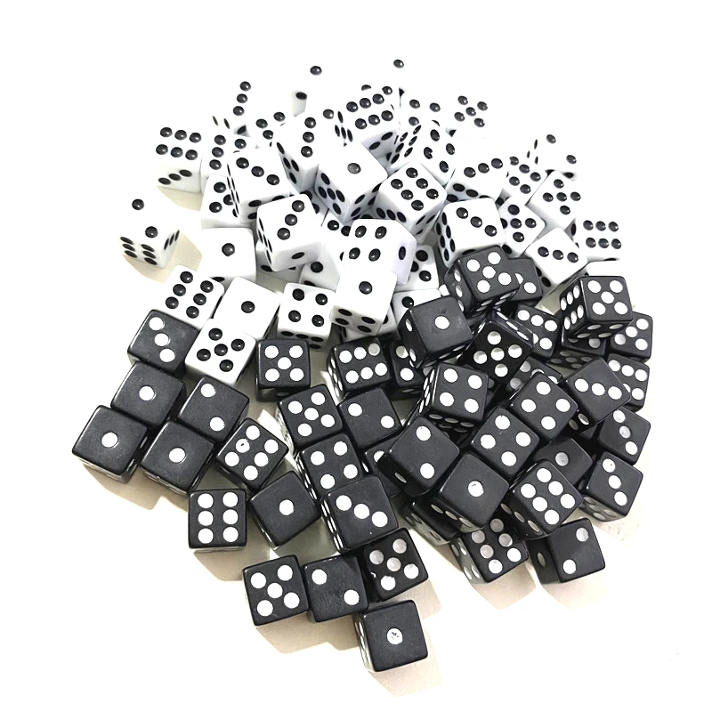 50PCS 8MM 10MM Square Point Dice Puzzle Game Children 6 Sided Dice DIY Game Accessory Small Size 8mm Black White Cube game dice dice set acrylic dice