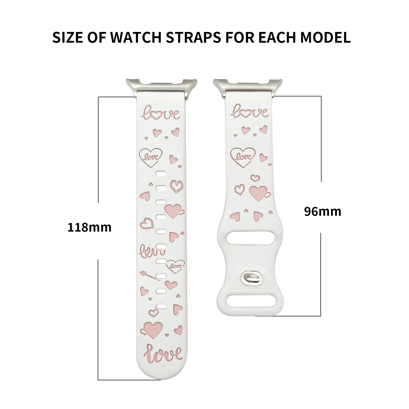 삼성 갤럭시 핏3 워치8 40 44mm 클래식 46mm 워치7/6/5/4 유니버설 20/22mm 모델용 투톤 커플 하트 스트랩