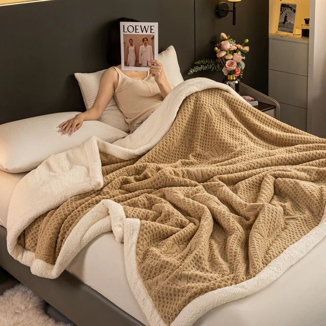Vintage Jacquard Carved Velvet Throw Blanket – Double-Layer AB Version, Thick & Plush 3