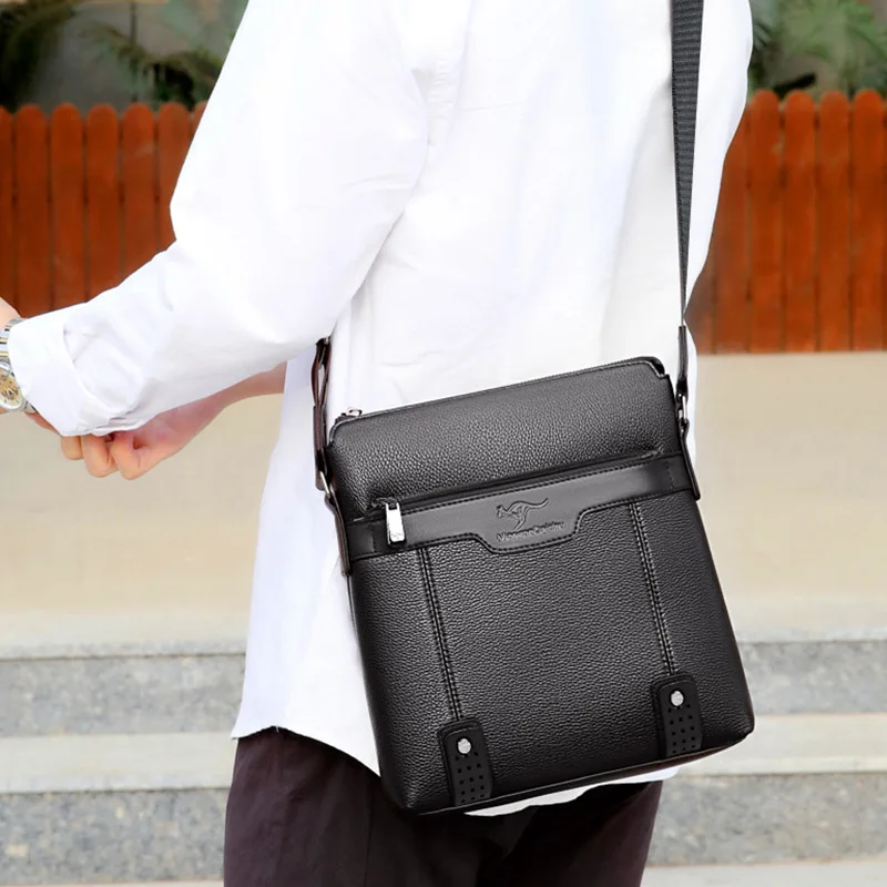 Men's Casual Business Shoulder Bag Large Capacity Portable Crossbody Square Bag for Business Trips