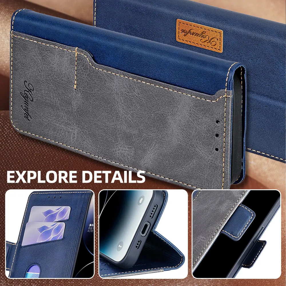 Premium Business Leather Flip Case with Card Slots and Magnetic Closure