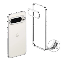 Deluxe Metal Frame Heat Dissipation Phone Case with Lens Cap Cover - Pixel 10 (Silver)