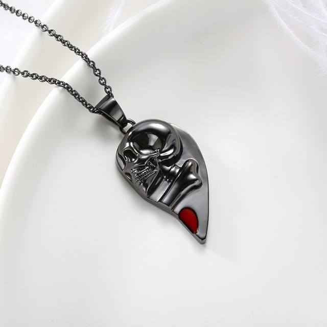 2PCS SKULL HEART MAGNETIC COUPLE NECKLACE