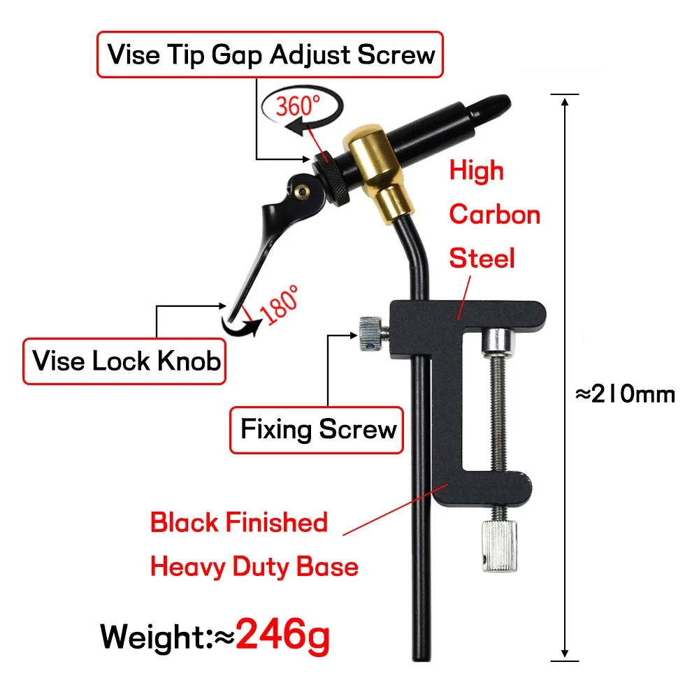 Practical Fly Fishing Tying Tools C-clamp Rotating Tying Vise Stainless  Steel Whip finisher Bobbin Thread Holder Nail Knot Tyer