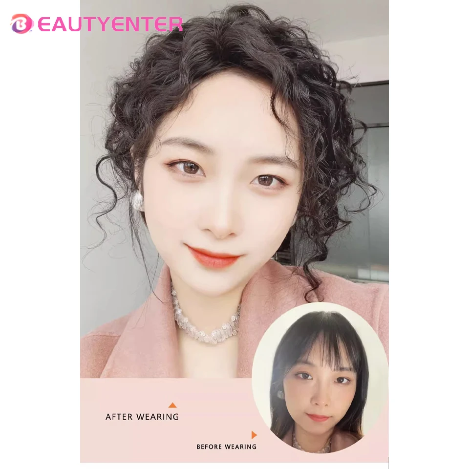 Hair Toppers Wig women's head reissue a piece of short curly hair to cover white hair fluffy corn beard wool roll fake patch