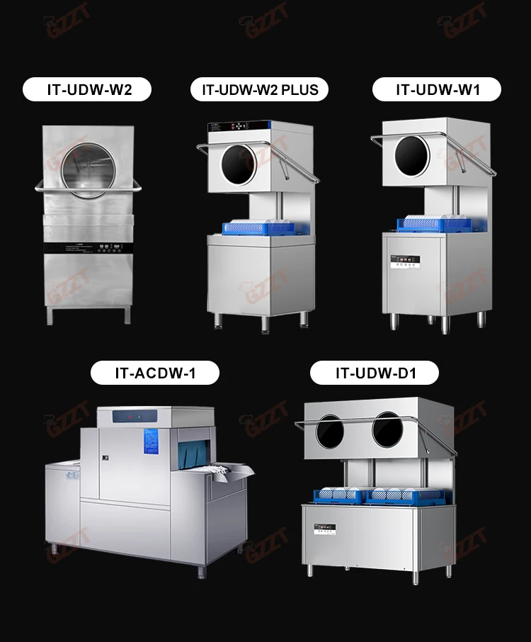 Description Picture 3 of item60 Baskets/hour Commercial Large Capacity Restaurant Canteen Dishwashers With Window 28L+20L Water Tank 60/90/120 Seconds/cycle