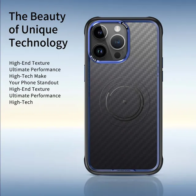 ROCK Kevlar Magnetic Case for iPhone 15 Pro Max Metal Lens Military Grade Shockproof Cover for iPhone 15 Compatible with MagSafe 2