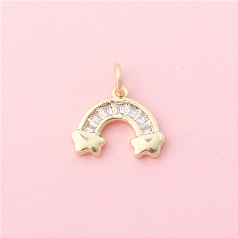 10pcs Brass Inlaid Zircon Rainbow Charms Pendants Accessories For Jewelry Making Diy Bracelet Necklace Earrings